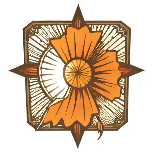 Cross With Sun Rays And One Flower