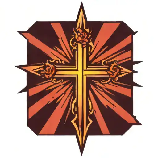 Cross With Sun Rays And One Flower