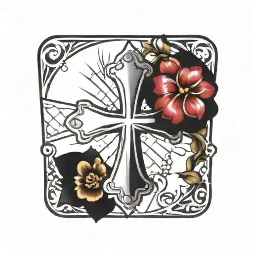 Shinning Cross And Flower