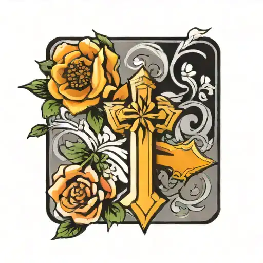 Shinning Cross And Flower