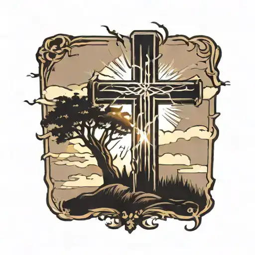 Shinning Cross And Tree