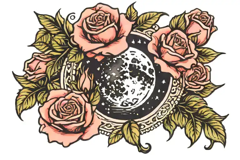Roses And Moon Surrounded
