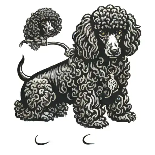 Black Poodle Dog With Three Heads And Teeth Barred