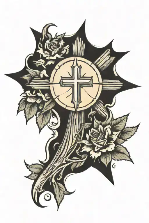Sunshine And Cross Tattoo Design