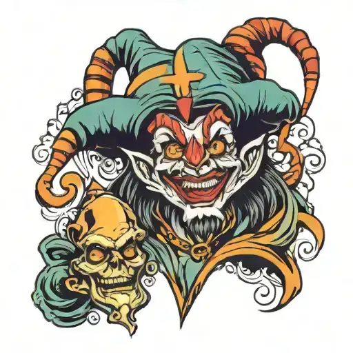 Evil Jester In A Mask Holding