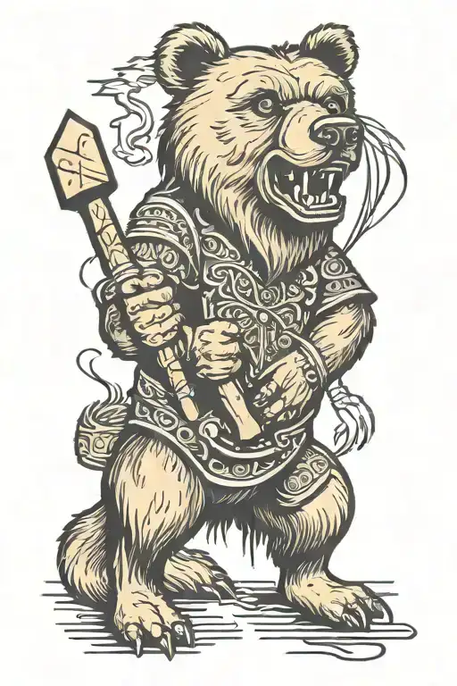 Bear With Norse Hammer In Mouth