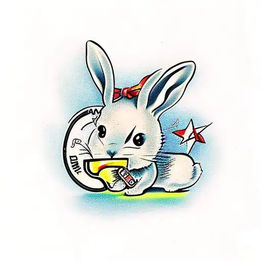 Drunk Little Rabit With A Bottle