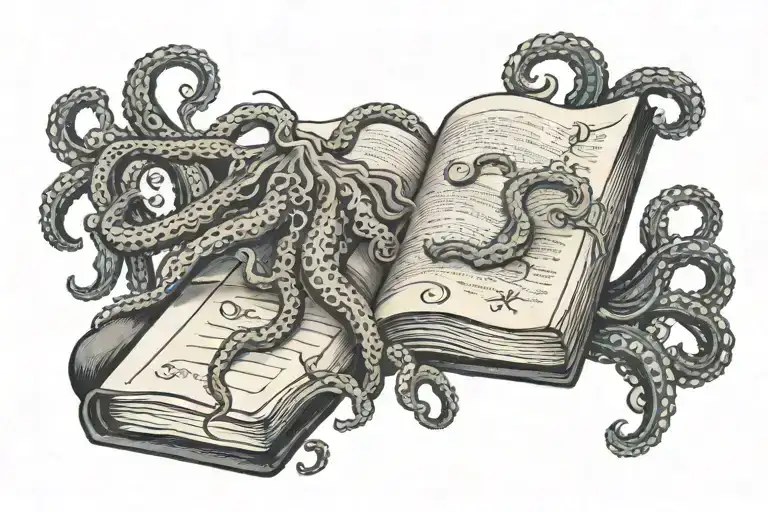 Tentacles Bursting Out Of A Book Open In Front
