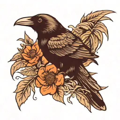 Crow And Flowers