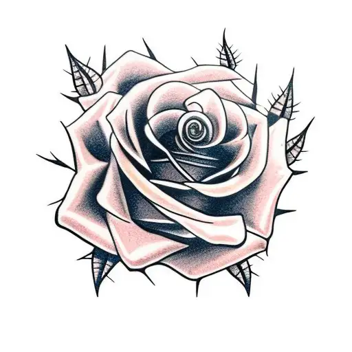 Rose With A Long Steam With Large Thorns