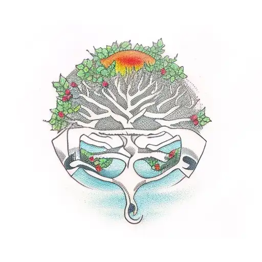 Family Tree With 4 Branches And 2 Main Roots