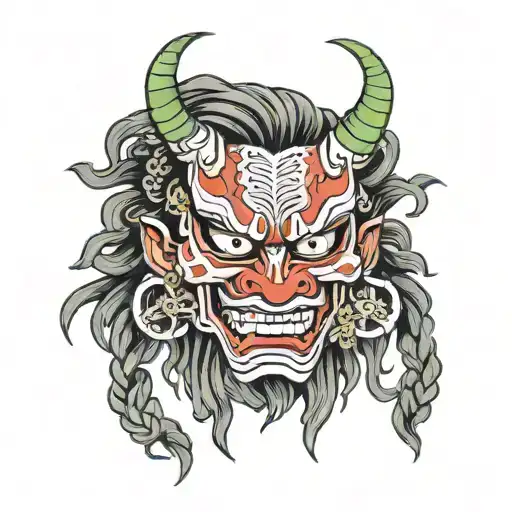 Full Color Hannya Mask With Dreadlocks