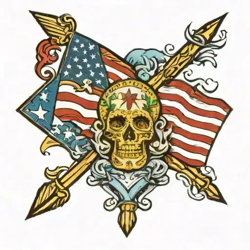 Mexican And American Flag Intertwined