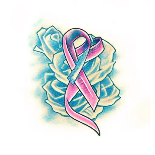 Breast Cancer Ribbon Mixed With Lung Cancer