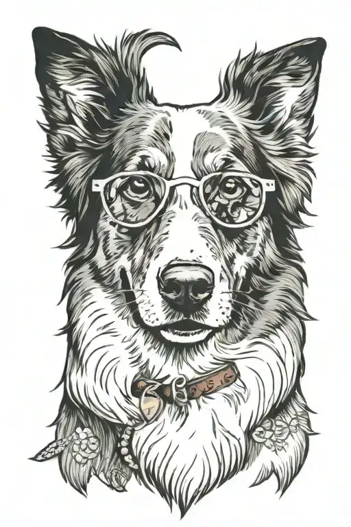 Australian Shepherd Dog Wearing Sunglasses Portrait