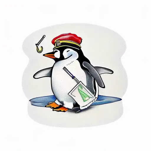 Penguin With Letters M And C And 8 Painted White Witth Black Shadows