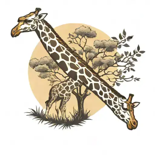 Giraffe And Tree