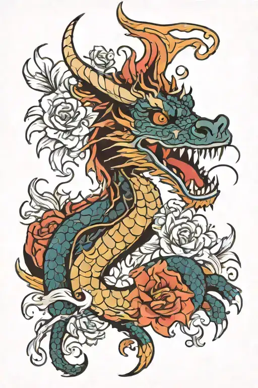 Dragon With Flowers
