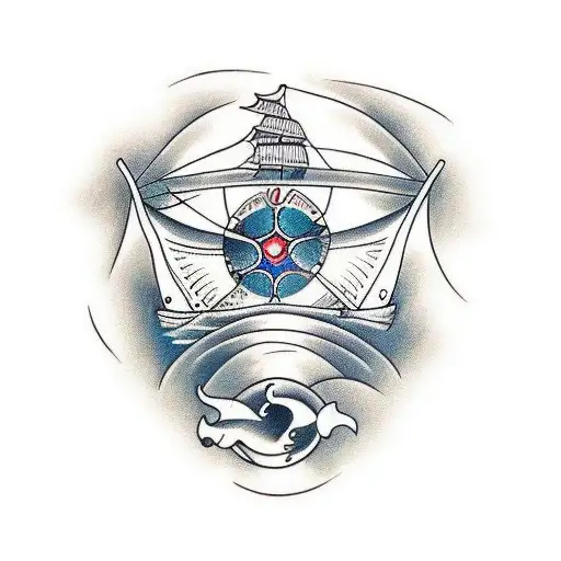 Boat See Waves Fish Compas