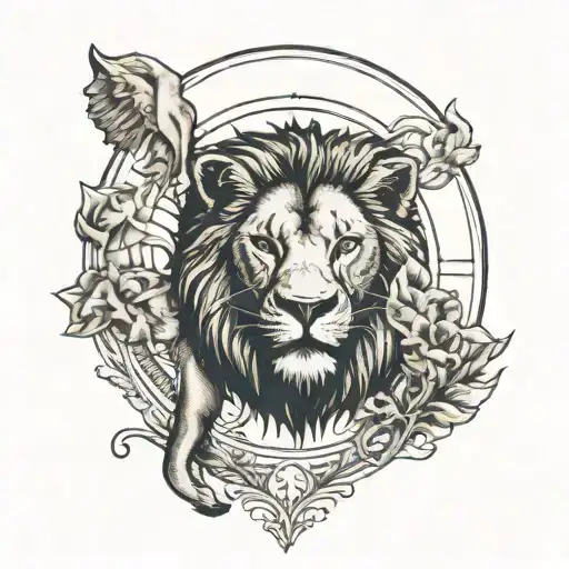 South Africa Map Outline With Lion And Elephant Heads