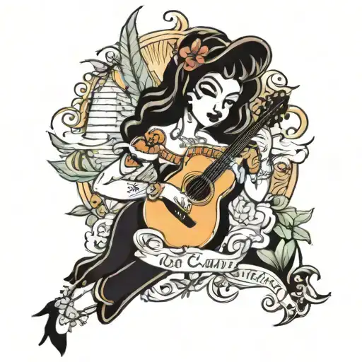 Latina Inspired Tattoo Featuring Music And Travel