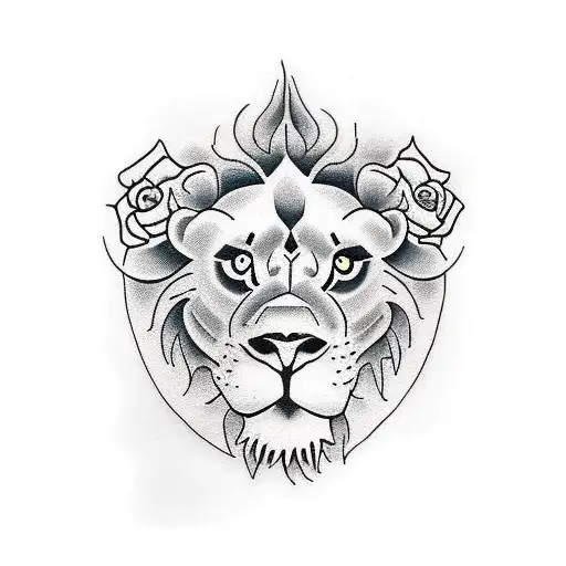 Lion And Rose