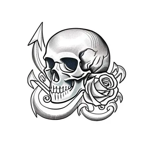 Skull With Anchors