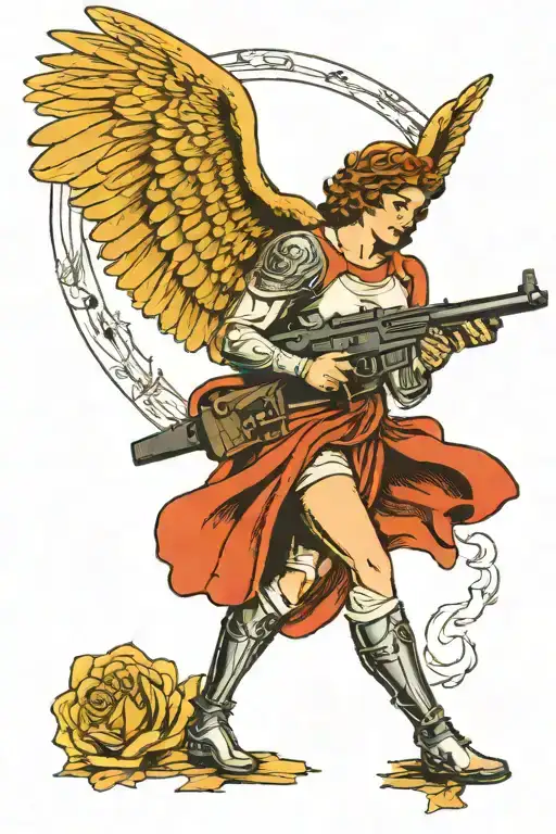Image Of An Angel With A Machine Gun