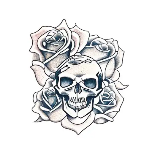 Roses With Skull And Panther