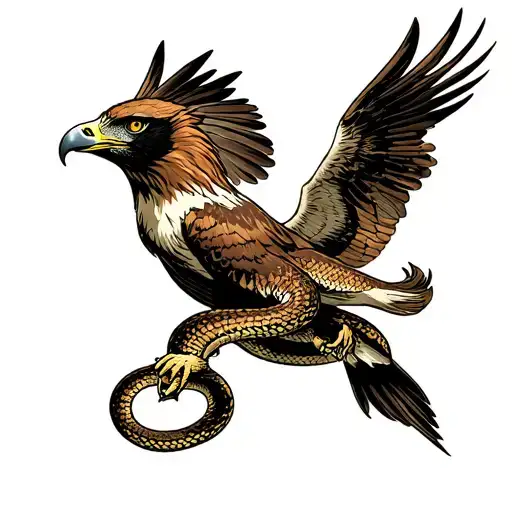Hawk Swooping Up Snake