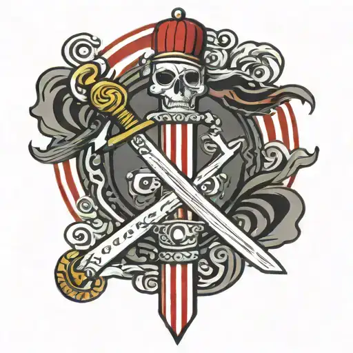 Vintage Circus Sword Swollower With Striped Background Red And White