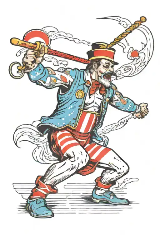 Circus Artist Swollowing A Sword