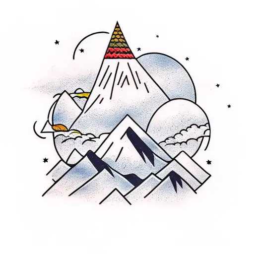 Mountains With Space In Sky