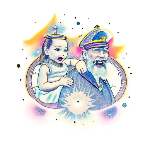 Father And Daughter Watching The Universe