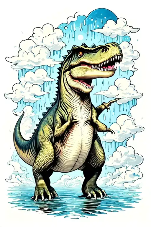Dinosaur Space Rain Clouds