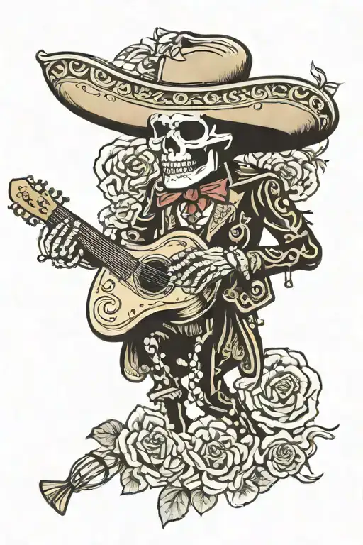 Mexican El Mariachi Skeleton