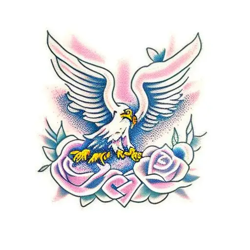 Eagle On Pink Rose