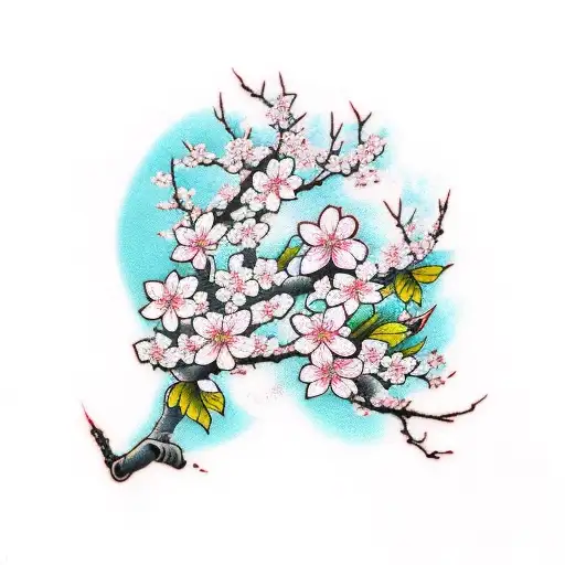 Cherry Blossom With Chinese Words As Trunk