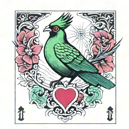 Green Turaco On A Playing Card