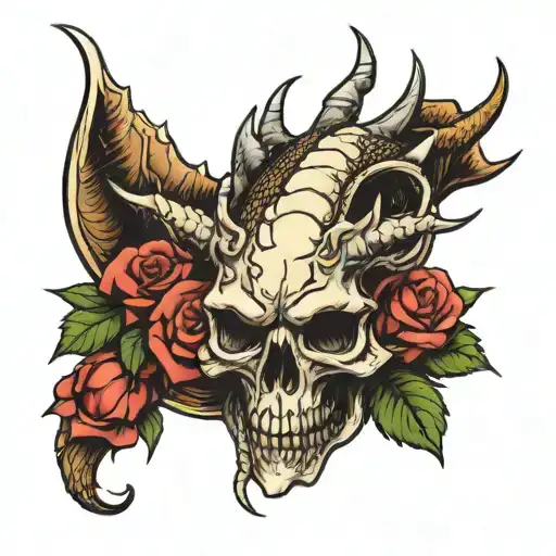 Dragon Skulls Roses