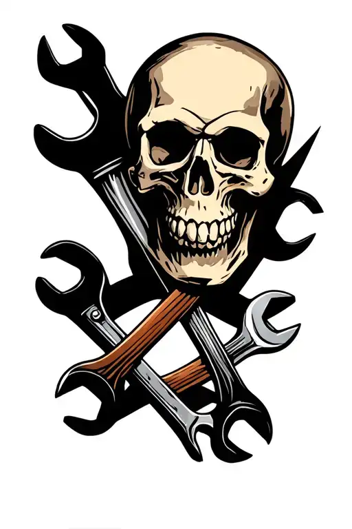 Skull And Wrenches Crossed
