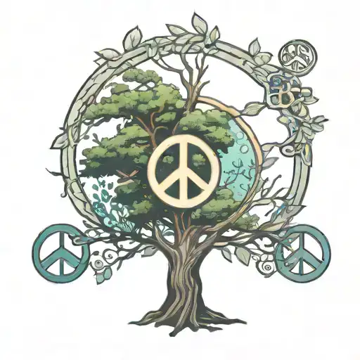 Tree And Peace Sign Intertwined
