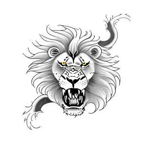 Angry Lion With Lightning And Scorpion Background