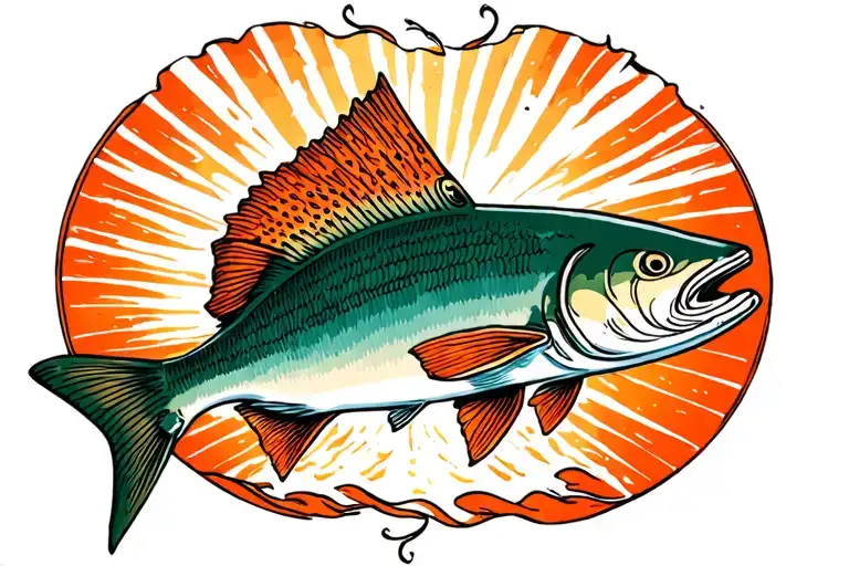 Salmon With Sunset Coloring