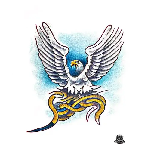 Twin Head Eagle Holding A Snake