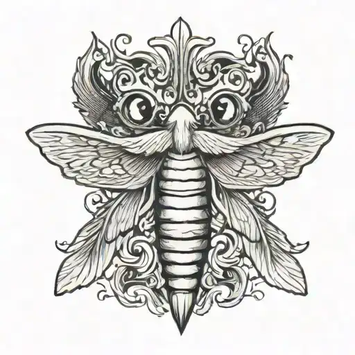 A Hawk Moth With A Fluffy Mustache With A Burning Head