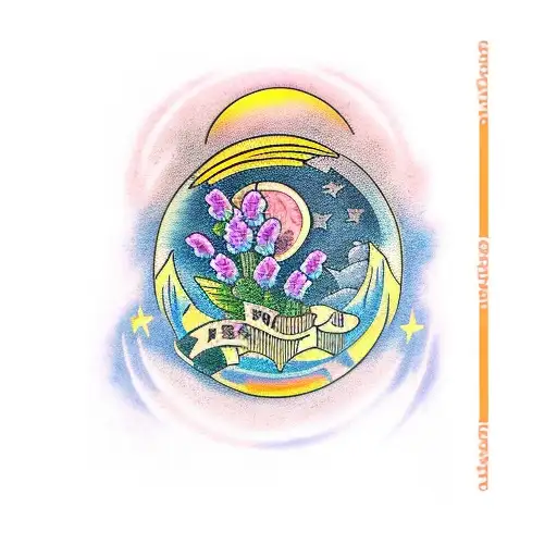 Moon With Lavander Flower