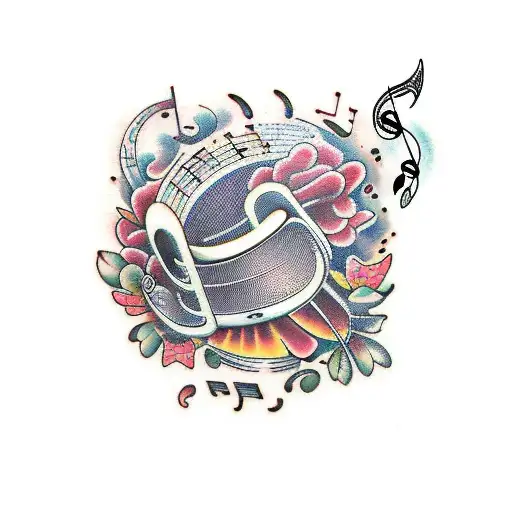 Music Notes With Butterflies