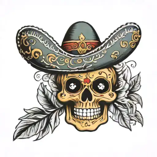 Mexican Skull With Sombrero