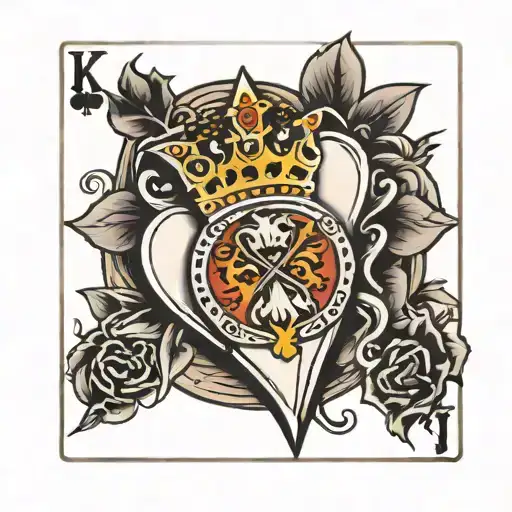 King Of Heart With A Crown Of Thorns Playing Card Sitting On Top Of A Ace Of Spades Playing Card